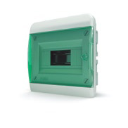 Щит распределительный внутренний пластиковый Tekfor 8 модулей, цвет дверцы - прозрачный зеленый (IP40)  