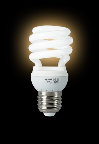 Энергосберегающая лампа Gauss T2 SPIRAL 220-240V 15W 2700K E27  