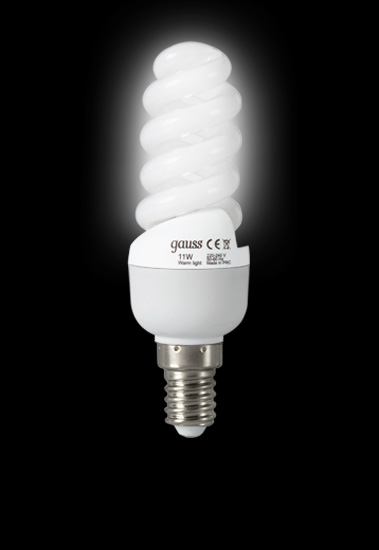 Энергосберегающая лампа Gauss T2 SPIRAL 220-240V 11W 4200K E14 
