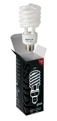 Энергосберегающая лампа Gauss T3 SPIRAL 220-240V 30W 4200K E27