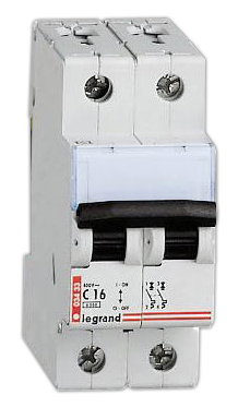 Автоматический выключатель Legrand 2 полюсной LR 2P 16А тип С 